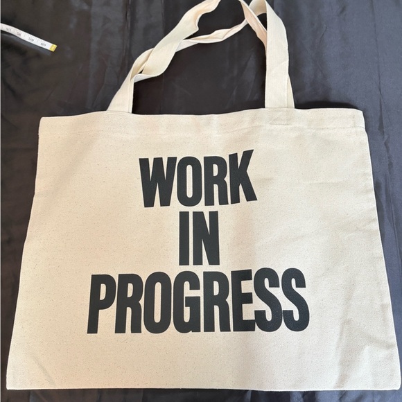 Gallery Dept Cream Tote with Yellow Logo / Black “work in progress” on other sid - Picture 2 of 4